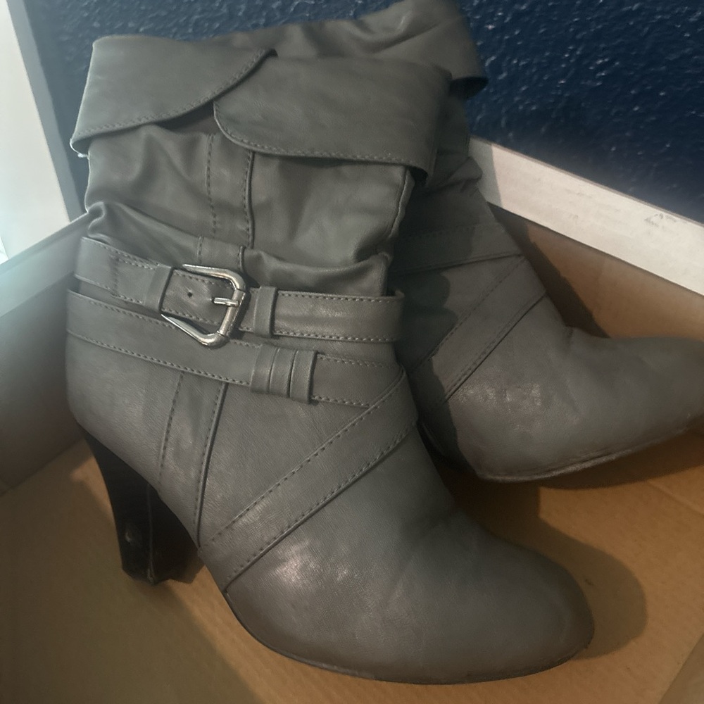 Rue21 Gray Heeled Boots with Buckle